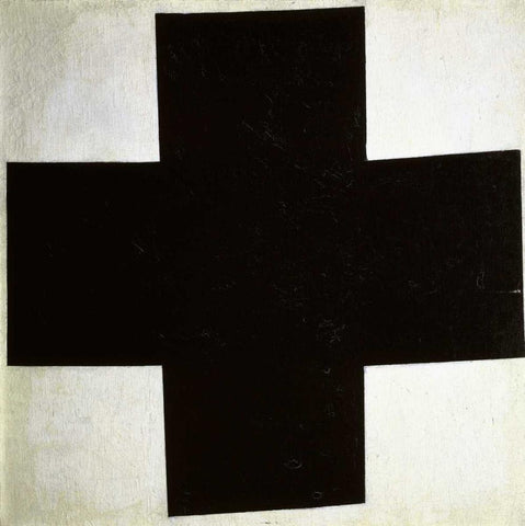 Black Cross Black Ornate Wood Framed Art Print with Double Matting by Malevich, Kazimir