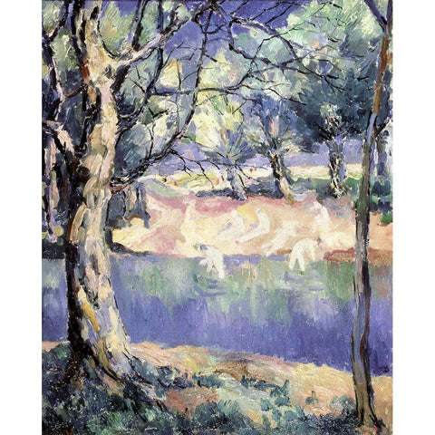 River In The Forest White Modern Wood Framed Art Print by Malevich, Kazimir