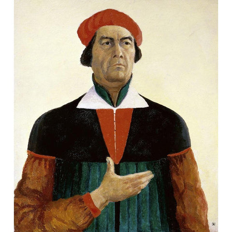 Self-Portrait Gold Ornate Wood Framed Art Print with Double Matting by Malevich, Kazimir