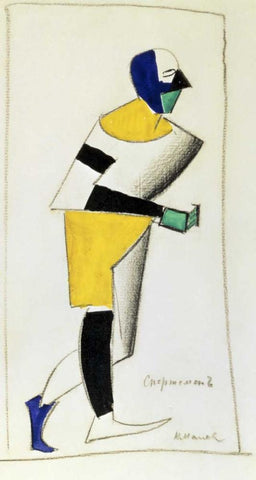 The Sportsman White Modern Wood Framed Art Print with Double Matting by Malevich, Kazimir