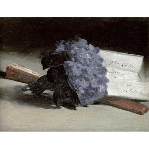 Bunch of Violets Black Modern Wood Framed Art Print by Manet, Edouard