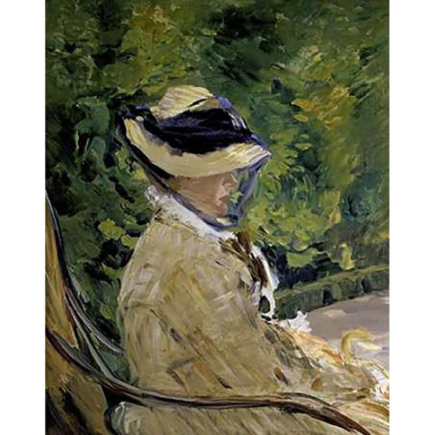 Madame Manet at Bellevue White Modern Wood Framed Art Print by Manet, Edouard