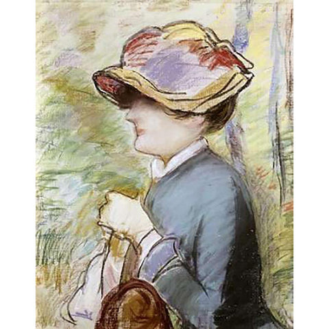 Young Woman in a Broad Hat Gold Ornate Wood Framed Art Print with Double Matting by Manet, Edouard