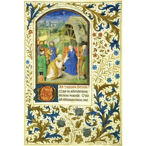 The Adoration of the Magi: Book of Hours (Detail) White Modern Wood Framed Art Print by Marmion, Simon