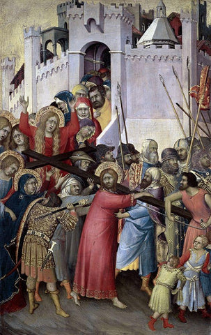 Carrying of The Cross Black Ornate Wood Framed Art Print with Double Matting by Martini, Simone