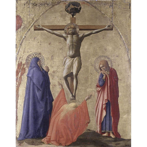 Crucifixion White Modern Wood Framed Art Print by Masaccio,