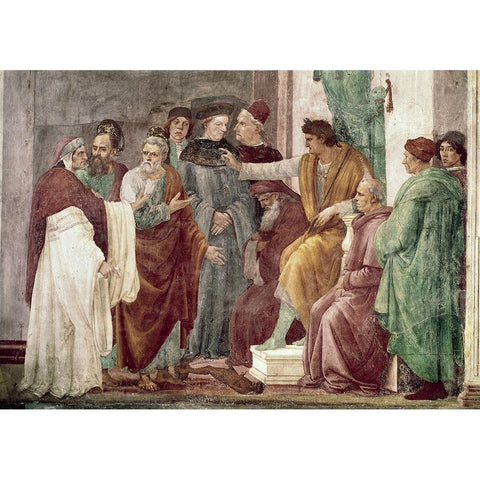 Dispute With Simon Mago White Modern Wood Framed Art Print by Masaccio,