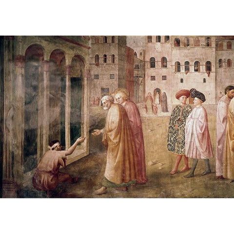 Healing of The Cripple White Modern Wood Framed Art Print by Masaccio,