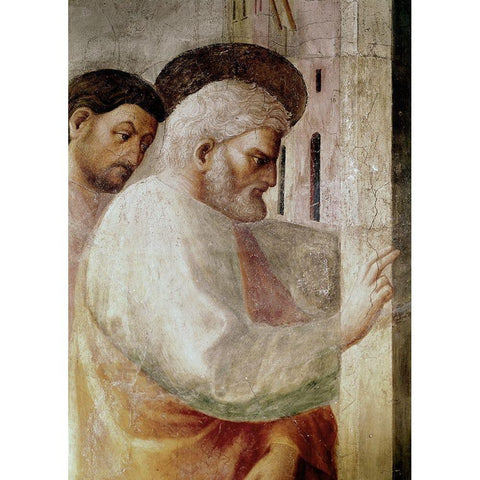 Healing of The Cripple and The Resurrection Oftabitha Black Modern Wood Framed Art Print with Double Matting by Masaccio,