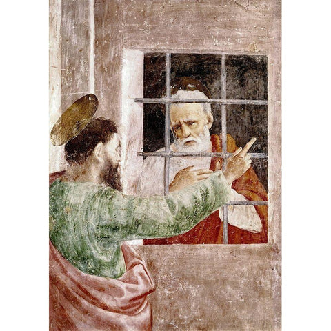 St. Peter In Jail White Modern Wood Framed Art Print by Masaccio,