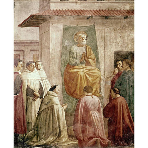 St. Peter In The Teachers Chair Black Modern Wood Framed Art Print with Double Matting by Masaccio,