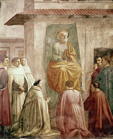 St. Peter In The Teachers Chair White Modern Wood Framed Art Print with Double Matting by Masaccio,