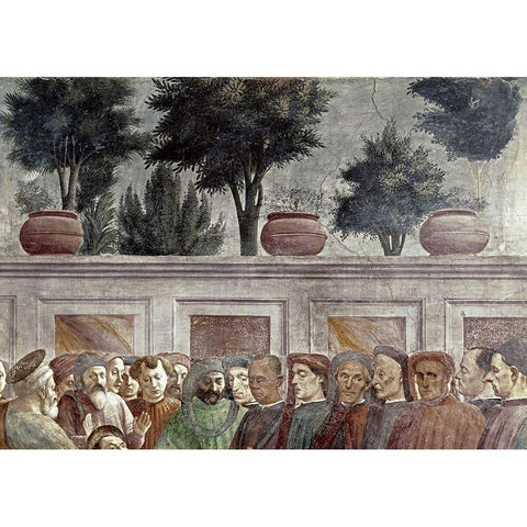 St. Peter Resurrects The Child of Theophilus White Modern Wood Framed Art Print by Masaccio,