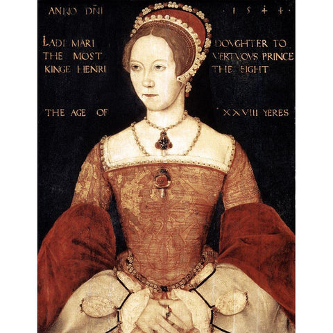 Queen Mary I White Modern Wood Framed Art Print by Master John,