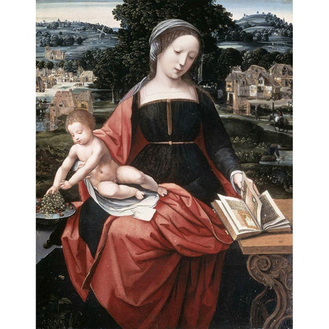 Madonna and Child White Modern Wood Framed Art Print by Master of Female Half-Lengths,