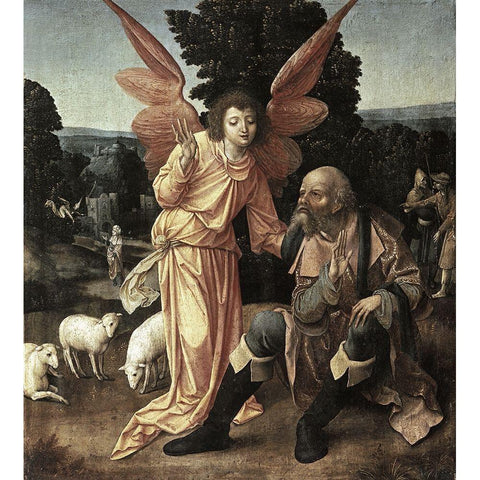 Annunciation To Joachim White Modern Wood Framed Art Print by Master of Luebeck,