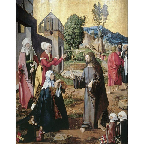 Christ Leaving The Holy Women White Modern Wood Framed Art Print by Master of Swabian Altarpieces,