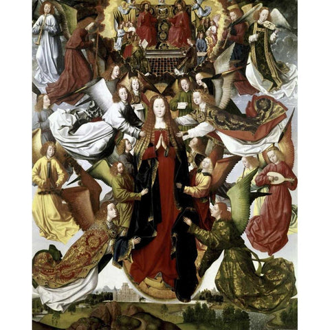 Mary Queen of Heaven - The St. Lucy Legend Black Modern Wood Framed Art Print by Master of the St. Lucy Legend
