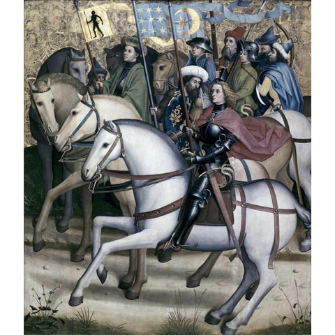 Three Kings Gold Ornate Wood Framed Art Print with Double Matting by Master of the Sterzing Altarpiece