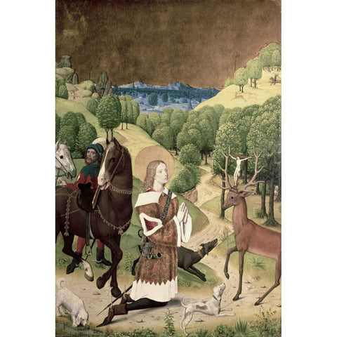 Conversion of St. Hubert White Modern Wood Framed Art Print by Master of Werden