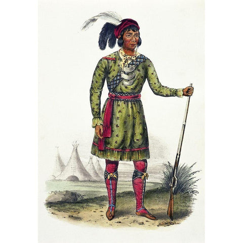 Osceola, a Seminole Leader White Modern Wood Framed Art Print by McKenney, Thomas Lorraine