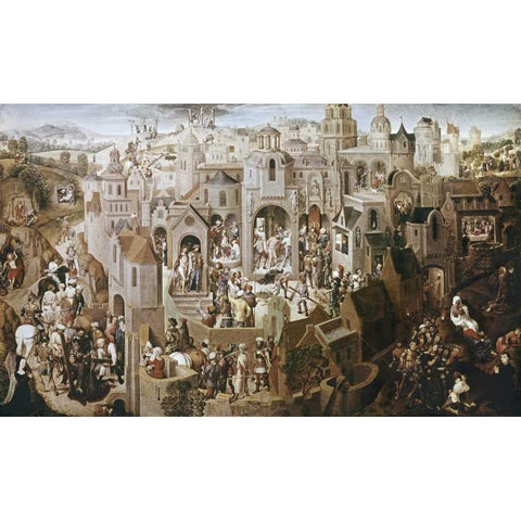 Passion of Christ Black Modern Wood Framed Art Print with Double Matting by Memling, Hans