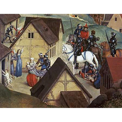 Slaughter of The Innocents White Modern Wood Framed Art Print by Memling, Hans