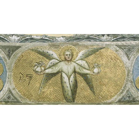 Angel With Seven Cruets For The Scourges White Modern Wood Framed Art Print by De Menabuoi, Giusto