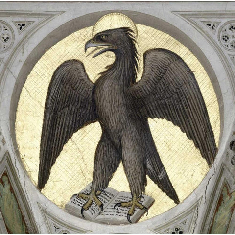 Saint John As An Eagle Black Modern Wood Framed Art Print by De Menabuoi, Giusto
