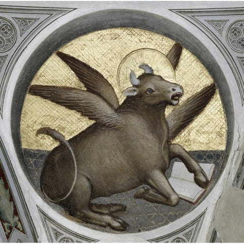 Saint Luke As An Ox Black Modern Wood Framed Art Print by De Menabuoi, Giusto