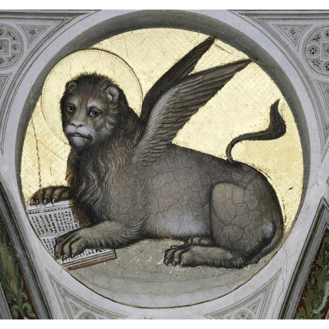 Saint Mark As a Lion Black Modern Wood Framed Art Print by De Menabuoi, Giusto