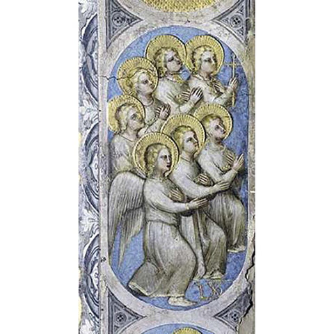 Seven Angels Carry Seven Cruets White Modern Wood Framed Art Print by De Menabuoi, Giusto