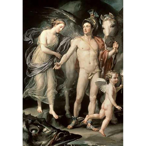 Perseus and Andromeda Black Modern Wood Framed Art Print by Mengs, Anton Raffael