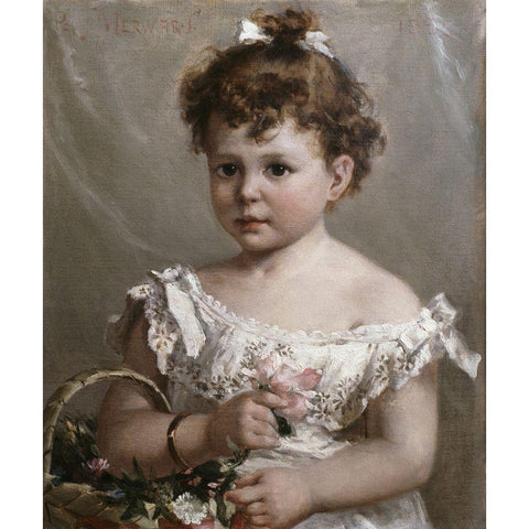 Helene Loeb Lyon As a Young Girl Black Modern Wood Framed Art Print by Merwart, Paul