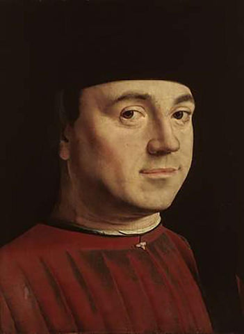 Portrait of a Man White Modern Wood Framed Art Print with Double Matting by Da Messina, Antonello