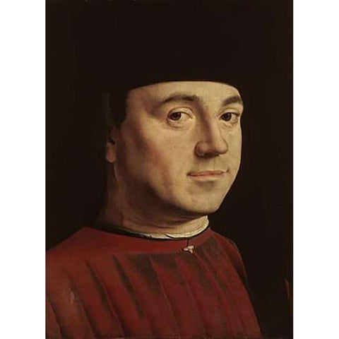 Portrait of a Man Gold Ornate Wood Framed Art Print with Double Matting by Da Messina, Antonello