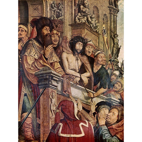Christ Presented To The People Black Modern Wood Framed Art Print with Double Matting by Metsys, Quinten