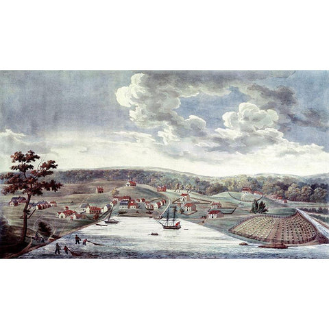 Baltimore, 1752 Black Modern Wood Framed Art Print by Moale, John