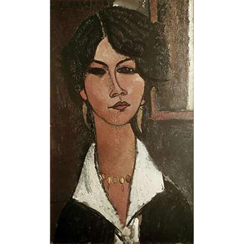 Algerian Almaisa Black Modern Wood Framed Art Print with Double Matting by Modigliani, Amedeo