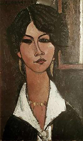 Algerian Almaisa White Modern Wood Framed Art Print with Double Matting by Modigliani, Amedeo