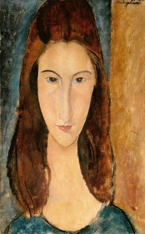 Jeanne Hebuterne, 1919 White Modern Wood Framed Art Print with Double Matting by Modigliani, Amedeo