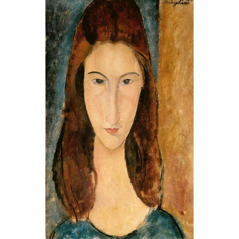 Jeanne Hebuterne, 1919 White Modern Wood Framed Art Print by Modigliani, Amedeo