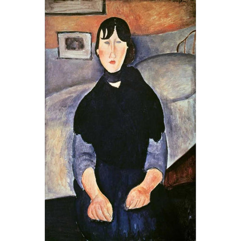 La Fille du Peuple Gold Ornate Wood Framed Art Print with Double Matting by Modigliani, Amedeo