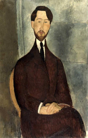 Leopold Zborowski White Modern Wood Framed Art Print with Double Matting by Modigliani, Amedeo