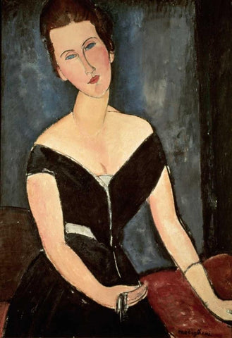 Madame G. Van Muyden Black Ornate Wood Framed Art Print with Double Matting by Modigliani, Amedeo