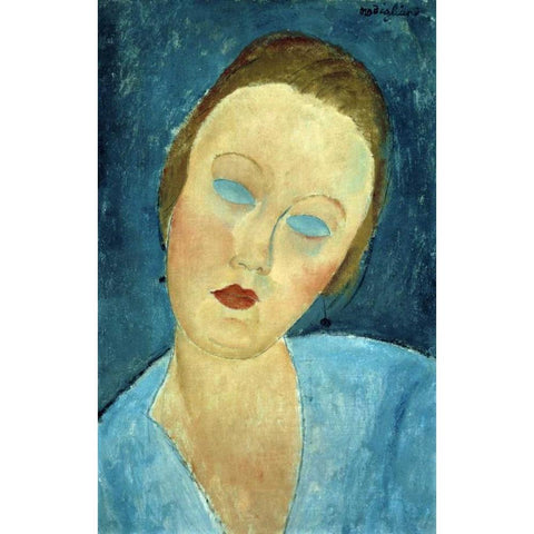 Portrait of Madame Survage Gold Ornate Wood Framed Art Print with Double Matting by Modigliani, Amedeo