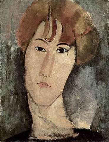 Portrait of Pardy White Modern Wood Framed Art Print with Double Matting by Modigliani, Amedeo