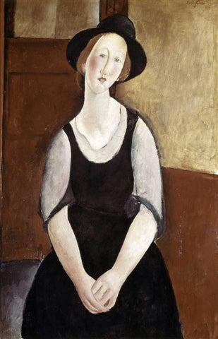 Portrait of Thora Klinckowstrom White Modern Wood Framed Art Print with Double Matting by Modigliani, Amedeo