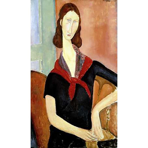 Young Woman (Au Foulard) White Modern Wood Framed Art Print by Modigliani, Amedeo