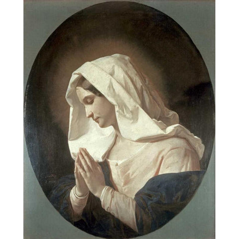 Madonna In Prayer Black Modern Wood Framed Art Print with Double Matting by Molteni, Giuseppe